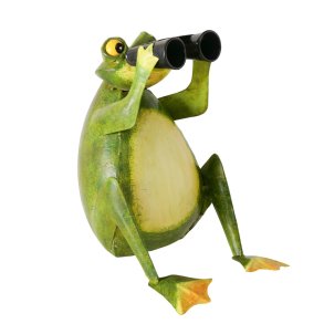 Havefigur - Fr med kikkert H 31cm. - Metal havefigur