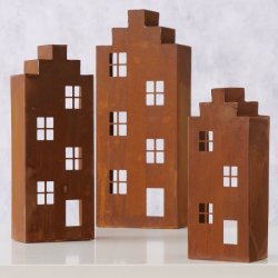 Havefigur - Huse - St med 3 stk. 