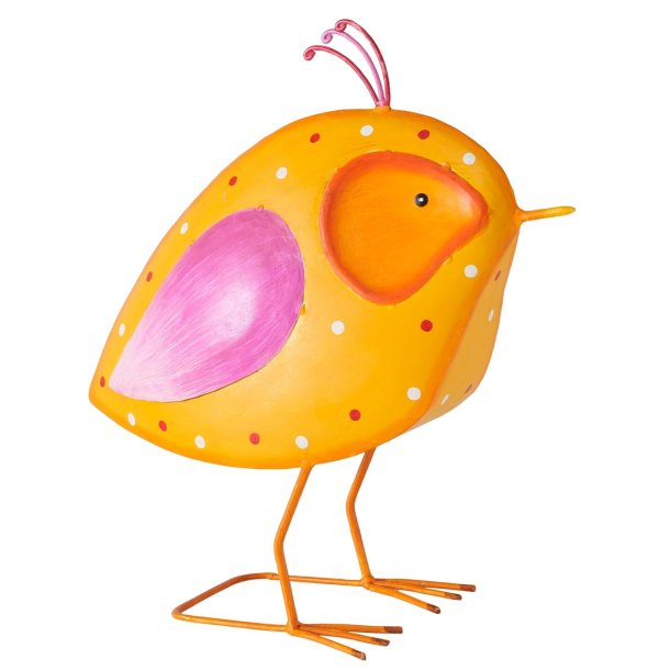 Havefigur � Sjov fugl � Farverig havefigur i metal � H�jde 52 cm