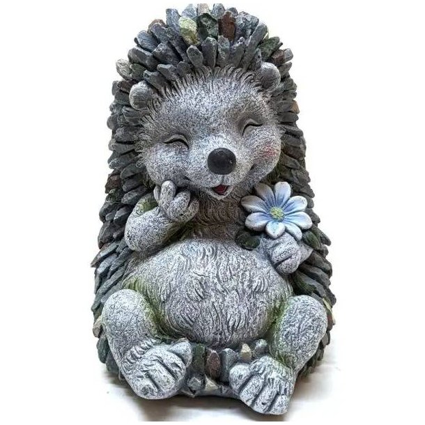 Havefigur pindsvin med blomst