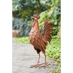 Havefigur hane - Hane i cortenst�l 