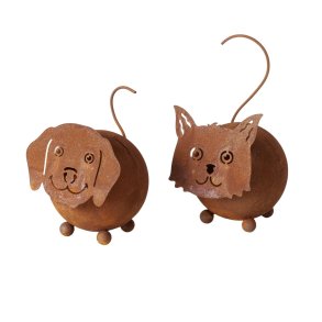 Havefigurer - Hund og kat - Cortenstl