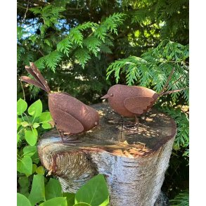 Havefigurer � Fugle i cortenst�l � S�t 2 stk.