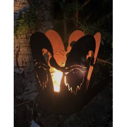 Havelygte med nisser - Cortenstl havelygte