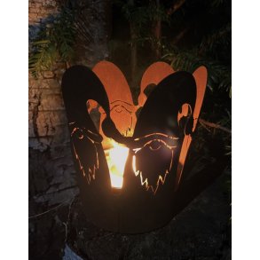 Havelygte med nisser - Cortenstl havelygte