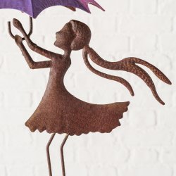 Havespyd � Kvinde med paraply � H�ndlavet � H 146 cm