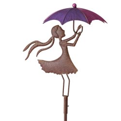 Havespyd � Kvinde med paraply � H�ndlavet � H 146 cm