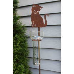 Havespyd  Regnmler med kat | Udendrs dekoration i cortenstl