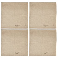 4 Hygge mundservietter i 100% bomuld med broderi 40x40 cm