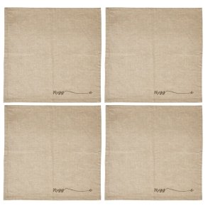 4 Hygge mundservietter i 100% bomuld med broderi 40x40 cm