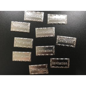 Invitation - Dekorations skilte i metal pose med 12 stk.