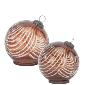 Julepynt - Jule glaskugler brun � s�t med 2 stk.