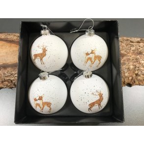 Julekugler - Glas kugler med vildt motiver - ske med 4 stk.