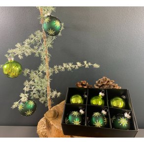 Julepynt I ske - Glaskugler - Grn