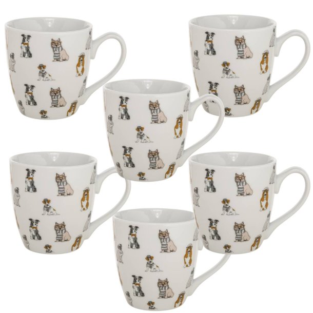 Hunde Krus - Jumbo krus med hunde - 6 stk.