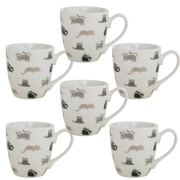 Jumbo krus med katte � 6 stk.