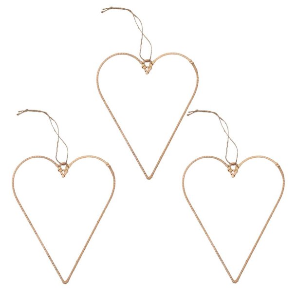 Jute hjerter natur 30 cm med metalramme og oph�ng