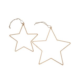 Jute stjerner natur s�t med 2 stk. 27 og 38 cm