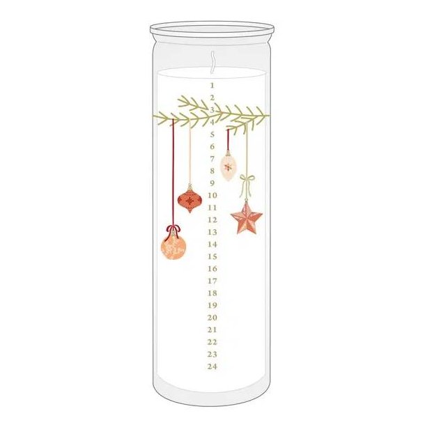 Kalenderlys i glas - Hvid kalenderlys 