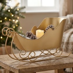 Dekorativ julekane i guld med blank overflade
