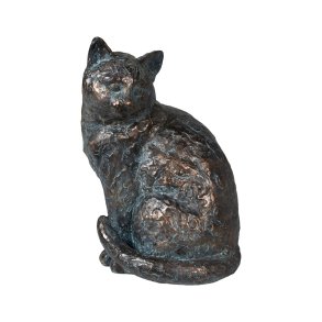 Kattefigur i antik sort og bronze 31 cm