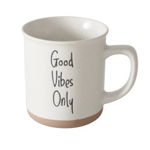 Keramik krus med tekst - Good vibes only - 380ml.