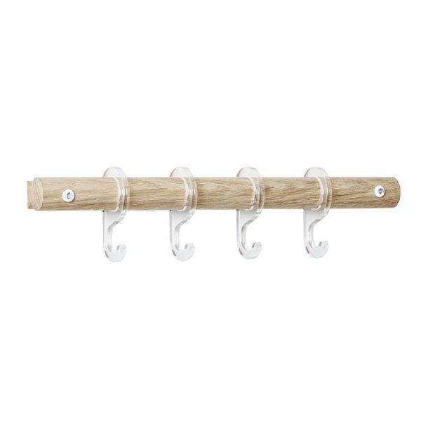 Knage i eg med 4 stk. akrylkroge - 40 cm. 