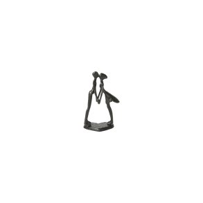 Kyssende par i st�bejern p� hjerteformet fod H16 cm