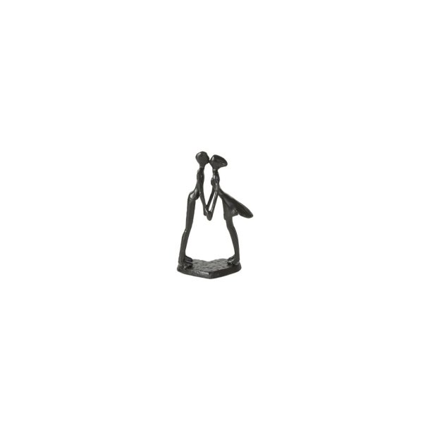 Kyssende par i st�bejern p� hjerteformet fod H16 cm