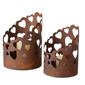 Lanterner - Hjerte lanterner i rust - St med 2 stk.
