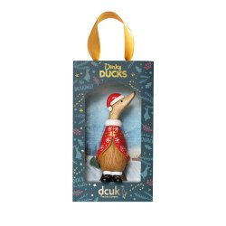 Dcuk Dinky Duck med rd kappe og nissehue