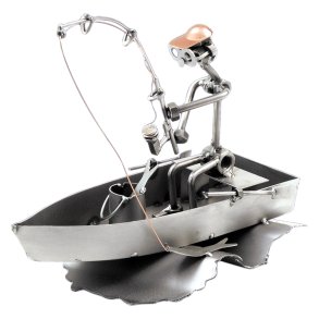 Metallfigur - Sportfiskare i bt