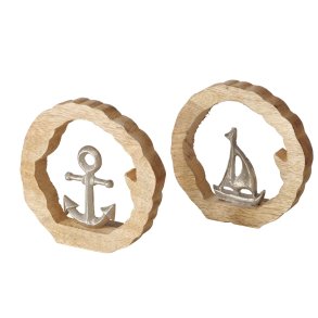 Maritime figurer - Skib og anker figur - St med 2 stk. 