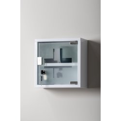 Medicinskab � Hvid metal � Medicinskab med l�s