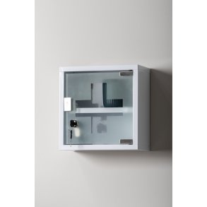 Medicinskab � Hvid metal � Medicinskab med l�s