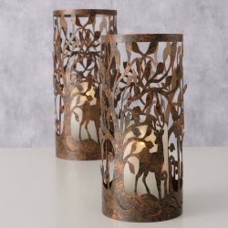 Metal lanterner  Skov silhuet - St/2 stk.