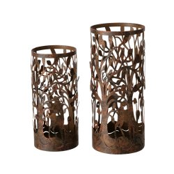 Metal lanterner  Skov silhuet - St/2 stk.