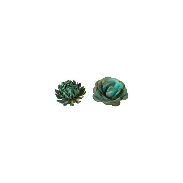 Metalblomster - Grn irret metal - St med 2 stk. 