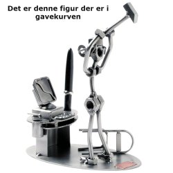 Gavekurv med metalfigur - Computer - Mand smadrer Computer - l og hygge