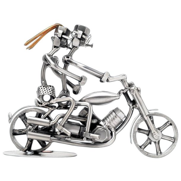 Metallfigur - Motorcyklister - 2 personer p� motorcykel