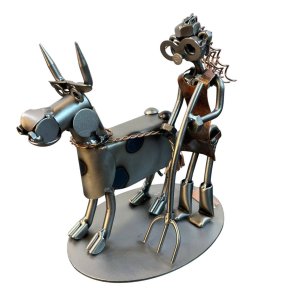 Metalfigur � Kvindelig landmand med ko | Den perfekte gave til den kvindelige landmand