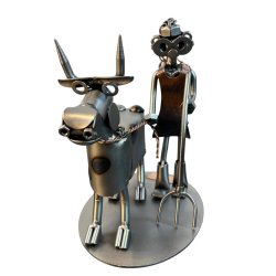 Metalfigur � Kvindelig landmand med ko | Den perfekte gave til den kvindelige landmand