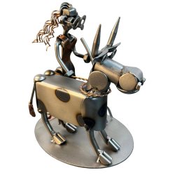 Metalfigur � Kvindelig landmand med ko | Den perfekte gave til den kvindelige landmand