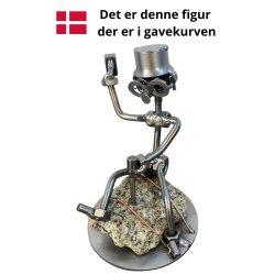 Gavekurv med metalfigur - Stenhugger - Stentekniker - Vin og hygge