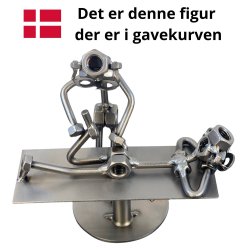 Gavekurv med metalfigur - Fysioterapeut - Kiropraktor - Vin og hygge