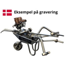 Gavekurv med metalfigur - Landmand i Trilleb�r - �l og hygge