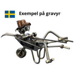 Metalfigur - Landmand i Trilleb�r