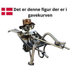 Gavekurv med metalfigur - Landmand i Trilleb�r - Vin og hygge
