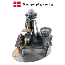 Gavekurv med metalfigur - Laboratorie- og f�devareteknolog - �l og hygge