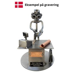 Gavekurv med metalfigur - Butiksassistent - Mandlig salgsassistent - L�kkerier